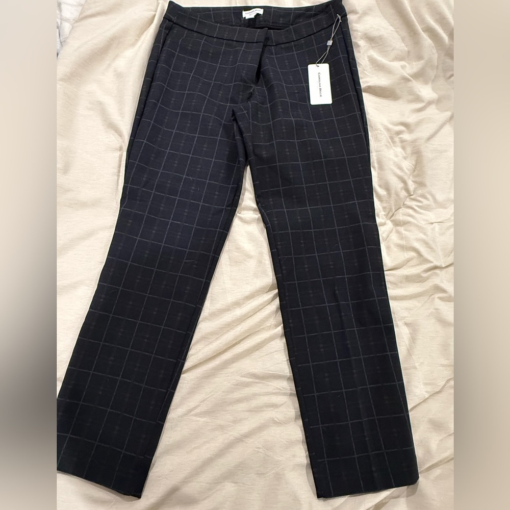 Navy White and Tan Checkered Dress Pants NWT Size 12